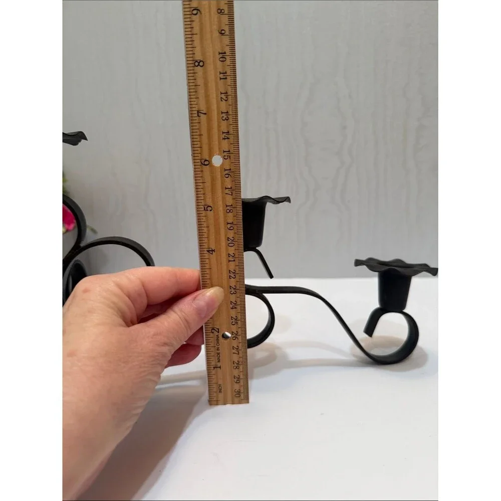Vintage Black Wrought Iron Candelabra Gothic